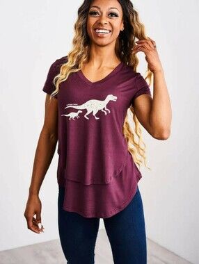 Burgundy Dinosaur Latched Mama Boyfried T New In Bag!